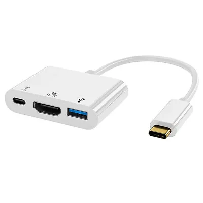 $9.99 • Buy USB C To HDMI Hub 4K 3-in-1 USB-C Hub To HDMI USB 3.0 PD 60W Charging Adapter