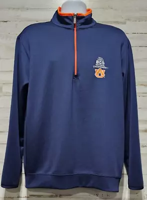 Antigua Auburn University Men's Quarter Zip Blue Orange Pullover Size L VGC • $16