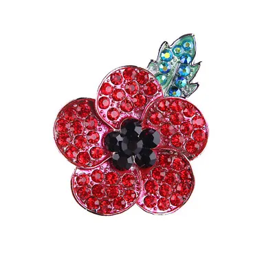 £4.10 • Buy Crystal Enamel Pin Brooch Broach Christmas Decor Props Poppies Badges Red