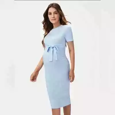 NWOT Shein Maternity Size S Blue Bodyconn Tie Dress • $11