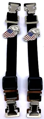 Usa Flag Eagle Motorcycle Pants Boot Straps Heavy Duty Clip Made In Usa • $23.99