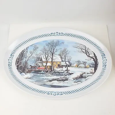 Brookpark 1521 Melamine Winter Serving Platter Currier & Ives 21  X 15  Winter • $19.99