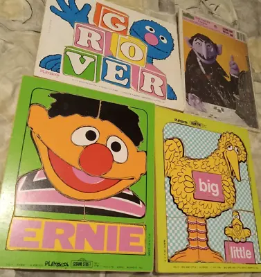 Sesame Street Vintage Lot 4 Wood Puzzles ERNIE Grover Count BIG BIRD 70s USA 23 • $12.77