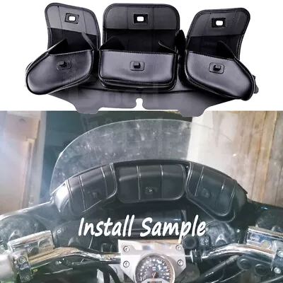 Motorcycle Windshield Bag Pouch Leather For Harley Touring Electra Street Glide • $45.37