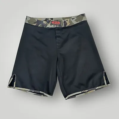 WOD Warrior UFC Fight Shorts Men’s Size 34 Black Camo 10  Inseam • $14.95