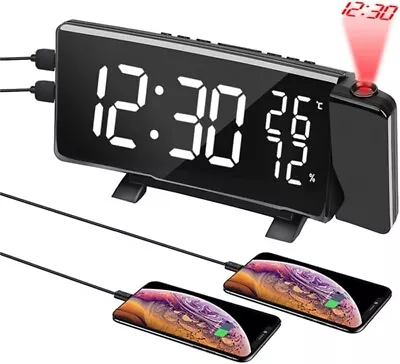 Projection Alarm Clock For Bedrooms Digital Clock Radio With 180° Rotatable • $99.99