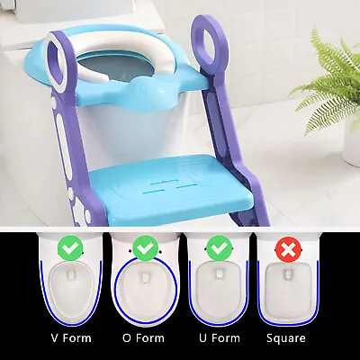 £15.79 • Buy Childrens Toilet Seat Ladder Toddler Training Step Up For Kids Easy Fold Down 