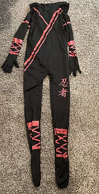 Rubies Mens Ninja Costume Full Body Stretch Jumpsuit With Attached Hood Large • $24.99