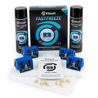 £95.99 • Buy Kibosh FASTFREEZE Kit 6 (2 X 15mm, 2 X 22mm Pipe Repair Clamps Plus Freeze Spray