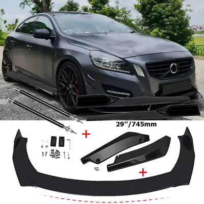 For Volvo S40 S60 S80 S90 Front Bumper Lip Splitter Spoiler + Black Strut Rods • $66.49