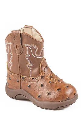 $49.99 • Buy Roper Bumps Newborn Tan Faux Leather Unisex Ostrich Cowboy Boots