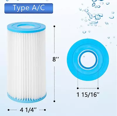 JUWO Swimming Pool Easy Set Type A Or C Filter Pump Cartridge (8 Pack) Intex • $39.95