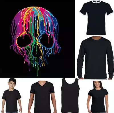 £8.99 • Buy SKULL T-SHIRT Mens Dripping Biker Tattoo Gothic Melting Motorcycle Motorbike Top