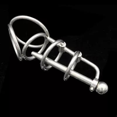 New Stainless Steel Male Metal Chastity Device Dilator Plug Cage Belt • £18.05