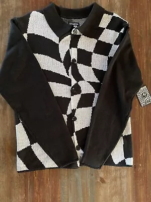 Super Massive Men’s Sweater Size Medium Button Up Illusion Black White NWT • $25