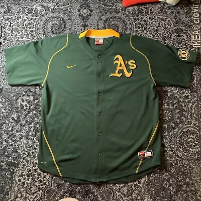 Oakland Athletics A’s Baseball Jersey MLB Vintage Nike Mens Sz 2XL Green • $47.98