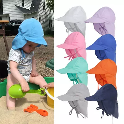 Baby Sun Hat Beach Hats Swim Summer Toddler Neck Face Flap Covers Kids Caps UV • £3.19