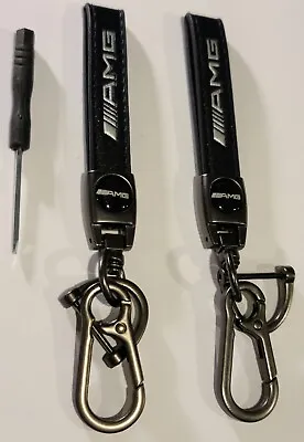 2x Leather Keychain Key Ring Chain Lanyard Metal Quick Release For Mercedes AMG • $13.99