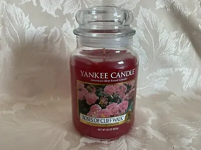 Yankee Candle “Roses Of Cliff Walk” Large Jar 15 Pour White D/F Label From USA • £37.95