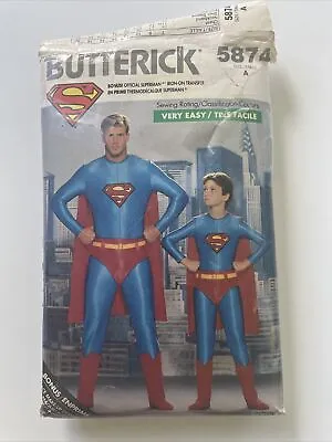 Superman Butterick Pattern 5874 Vintage Adult Men S M L XL Size A - Cut Cosplay • $2
