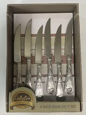 NEW Cabela’s PINE CONE Cambridge Satin/Oxi 6-Piece Steak Knife Set • $68.99