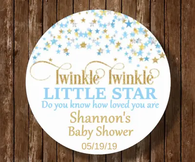 30 Round Baby Shower Stickersboytwinkle Twinkle Little Startagsfavorslabels • $4.99