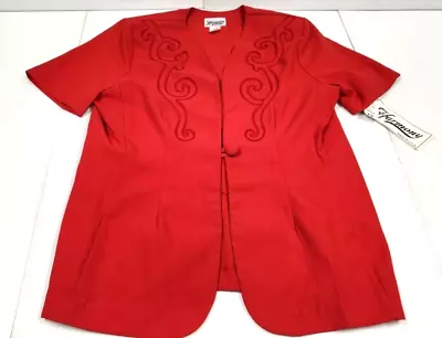 Harmony Designs Women's Red Blazer W/Shoulder Pads & Removable Dickey ~ Size 12 • $20.31