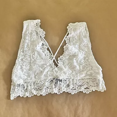 Ambiance White Stretch Floral Lace XL Top Bralette Sexy Romantic Cottagecore NWT • $9.98