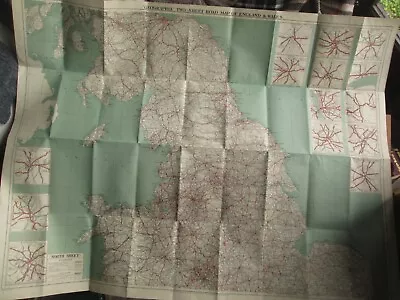 Geographia Two-Sheet Road Map Of England & Wales Linen North Sheet • £7