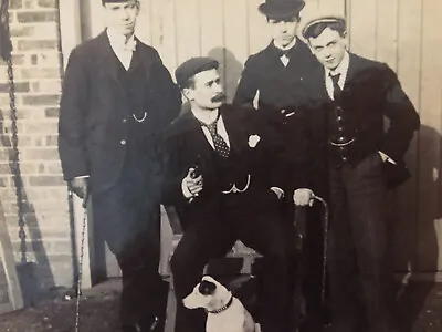 Jack Russell & Group Of Stylish 'Lads' C.1896 Original Photo Hats Suits • £10
