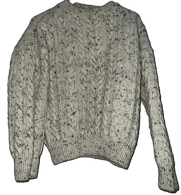 Vintage Dulyn Chunky Cable Knit Pure Wool Jumper Cream Fleck Chest 46 Inches Exc • £69.99