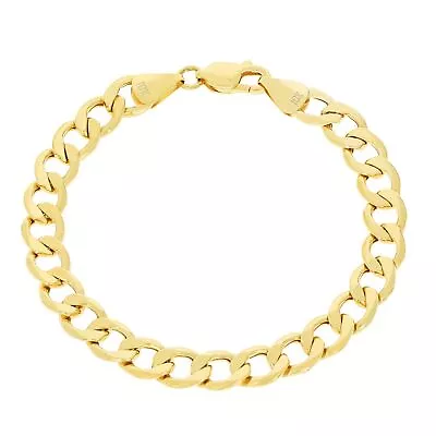 10K Yellow Gold 8mm Italian Curb Cuban Link Chain Bracelet Mens Women 7  8  9  • $322.98