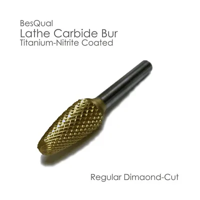 Dental Lab Titanium Coated Lathe Carbide Bur A-3/8 Taper Shape 1/4  Shank New • $42.07