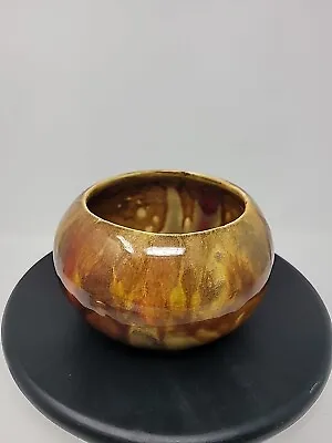 VTG 1960s Frank Moreno Ceramics Brown Red Planter Drip Glaze Pottery Signed • $52