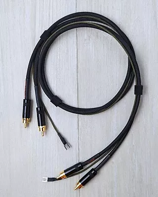 Turntable Cable Set- Mogami Cable Dual Gold RCA W/ Spade Ground Wire Phono • $39.99