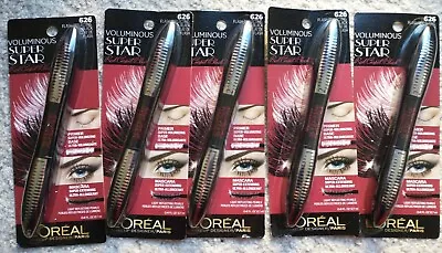 5X  L'OREAL VOLUMINOUS SUPERSTAR MASCARA #626 FLASH REFLECTING BLACK 0.41 Oz EA • $49.99