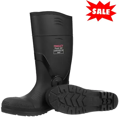 Rubber Fishing Hunting Boots Black Waterproof PVC Mens Work Mud Dirt TOP Size 10 • $36.43