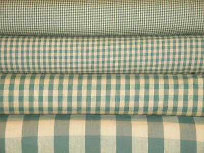 Green And Tea Dye Check Homespun Rustic Cabin Farmhouse Quilt Sewing Fabric  • £16.34