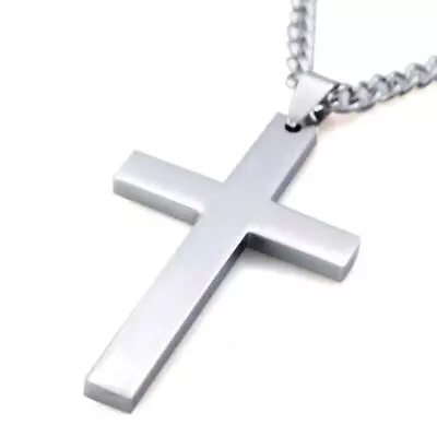 Men's Plain Cross Pendant With Chain - Black/Gold/Silver - Gift Necklace • £2.52