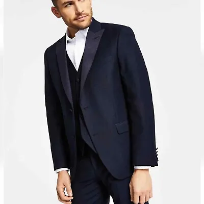 NEW Alfani Mens Slim Fit Tuxedo Jacket Diamond Grid Navy Blue Size 44R NWT • $41.99
