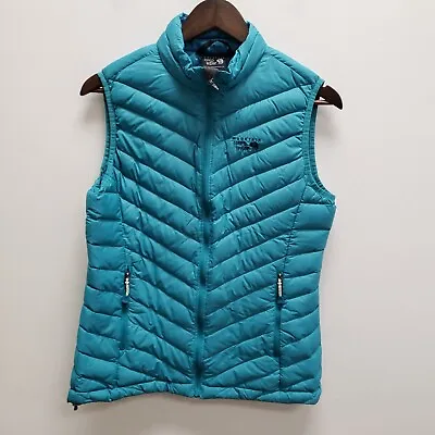 Mountain Hardwear Womens Down Puffer Vest Size M Blue Mock Neck Zip Pockets • $44.88