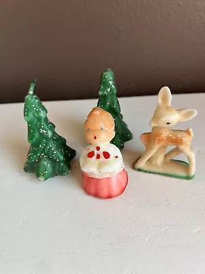 Vintage Gurley Christmas Candles - Lot Of 4 - Choir Boy Deer Christmas Trees • $20