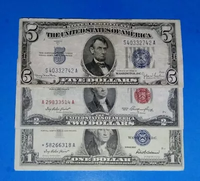 Lot Of 31957 $1 Star! 53 $2 1934 D $5  Red & Blue Seals ! Old U.s. Currency! • $32