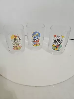 Walt Disney World Mickey Mouse Glass Cups McDonald's 2000 SET OF 3 #C05 • $15