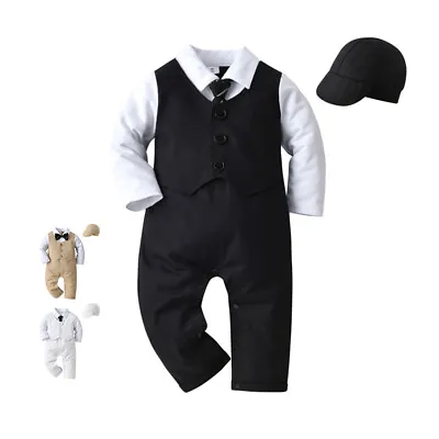 3-24Months 1PC Baby Boy Suit Formal Party Wedding Tuxedo Waistcoat Outfit Suit • £11.54