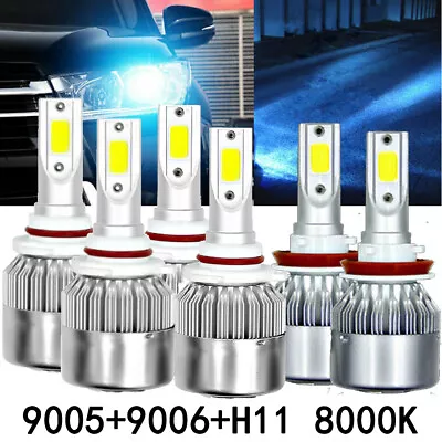 9005 9006 H11 Combo COB LED Headlight Fog Lamp Bulb White 6000K High Low Beam US • $17.99