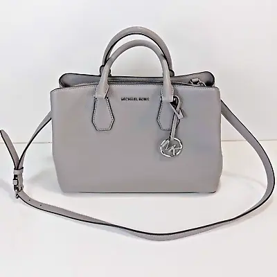 MICHAEL KORS Pearl Grey Gray Camille Leather Handbag Large Satchel • $120