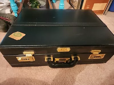 Vintage Men’s Black Leather Briefcase 2 Sided 3 Lock Scottsdale Hall  • $30