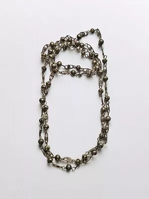 Vintage Silver Mexican Wedding Necklace Lasso Balls Spheres Filigree 78”  • $40.95