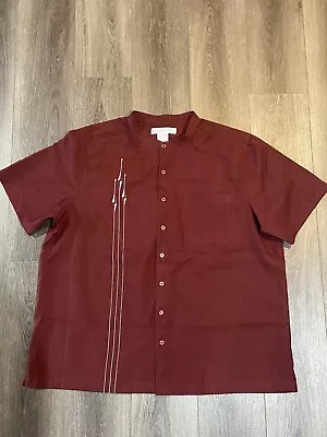 Men's  Rockabilly/bowling  Dress Shirt Short Sleeve Button Down Bandedcollar • $7.99